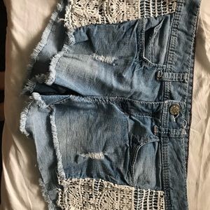 Denim shorts with white sides!